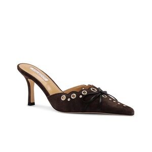 Tony Bianco Brown Suede Mules with Black Bow